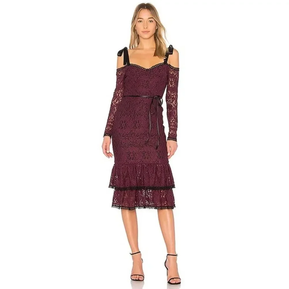 alexis burgundy lace dress Lady Black Tie - Alexis Gown - Satin & Lace Strapless Fitted Gown